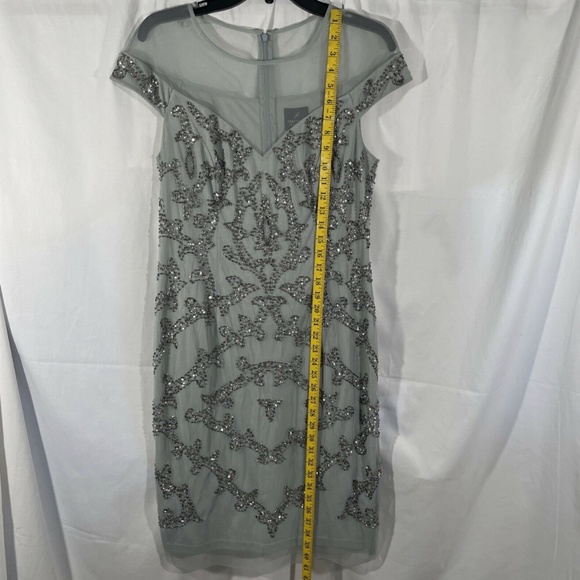 NWT Adrianna Papell‎ [ 8 ] Sequined Beaded Sheath Dress in Frosted Sage - Picture 5 of 12